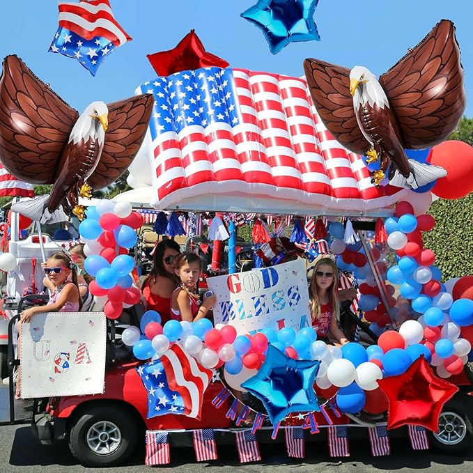 Patriotic Eagle Balloon 12 pcs Red White and Blue Star Foil Balloons Decorations 4th of July Balloons American Flag Balloon Decor for Veterans Day Independence Day Memorial Day Party Supplies