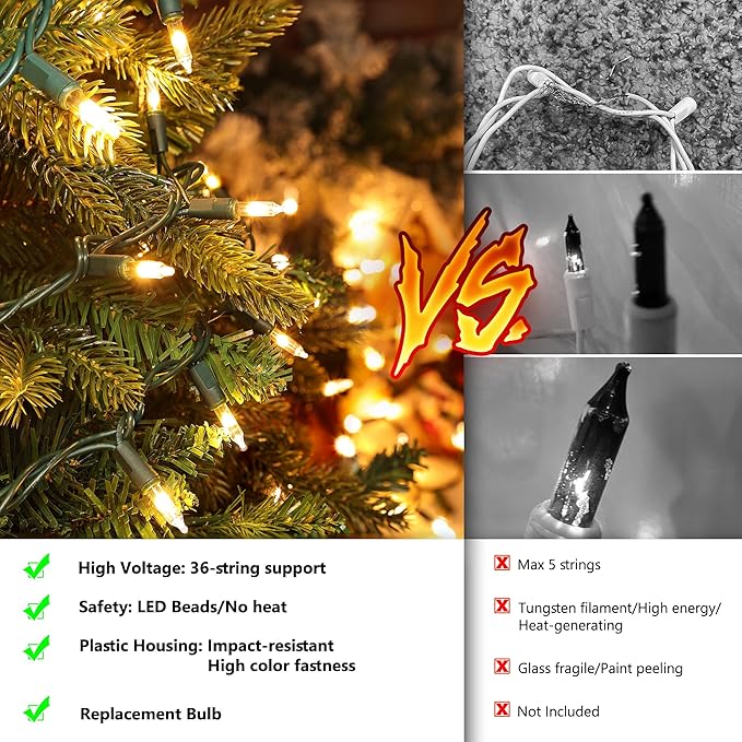 Joomer Mini Christmas String Lights - Total 58.5 FT 300 LED Plug-in String Light, Connectable Waterproof Fairy Lights for Indoor Outdoor Decor, Patio, Home,Christmas Decoration - Warm White