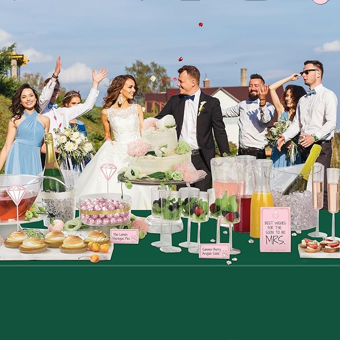 WNINK 6 Pack Dark Green Plastic Tablecloths 54" x 108" Rectangular Table Covers for Weddings, Bridal Showers, Birthdays, Parties