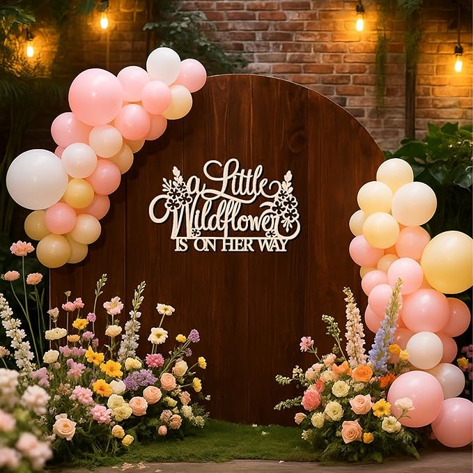 Little Wildflower Backdrop Wooden Sign - A Little Wildflower is On the Way Background Wall Decoration Wood Sign, Baby Shower & Gender Reveal Decor (Little Wildflower Backdrop Wooden Sign)