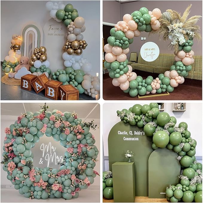 Sage Green Balloons 12 Inch, 50 Pcs Eucalyptus Olive Vintage Balloon Matte Dusty Dark Avocado Helium Latex for Birthday Boho Baby Shower Wedding Party Decorations