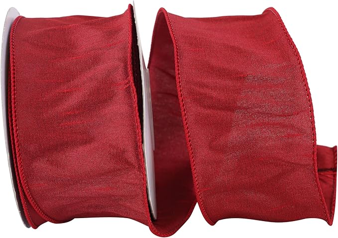 Reliant Ribbon 92975W-908-40F Dupioni Supreme Wired Edge Ribbon, 2-1/2 Inch X 10 Yards, Scarlet