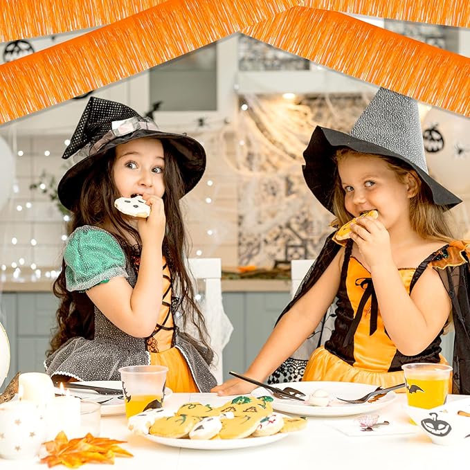 6 Pack 10 Feet Foil Fringe Garland Metallic Tinsel Streamers Banner Wall Hanging Curtain Backdrop for Parade Floats, Bachelorette, Wedding, Birthday, Halloween, Christmas Party Decorations(Orange)