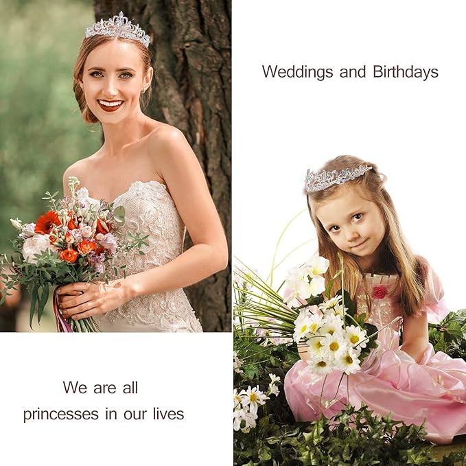 Velscrun Birthday Queen Tiaras Crown for Women, Queen Tiara for Mom, Girls Princess Crowns for Women, AB Rhinestones Birth Crown Headband Birth Sash, 50th Birthday Prom Party Decorations