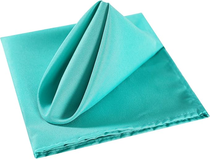 Cloth Napkins 20x20 inch Washable Polyester Dinner Napkins Soft Table Napkins for Wedding Party Dining Banquet(Turquoise,12PCS)