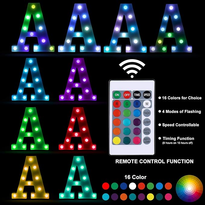 Foaky Colorful LED Number Lights with Remote,MarqueeLight Up Number Sign for Night Light Wedding/Birthday Party Battery Powered Christmas Lamp Home Bar Decoration (3)