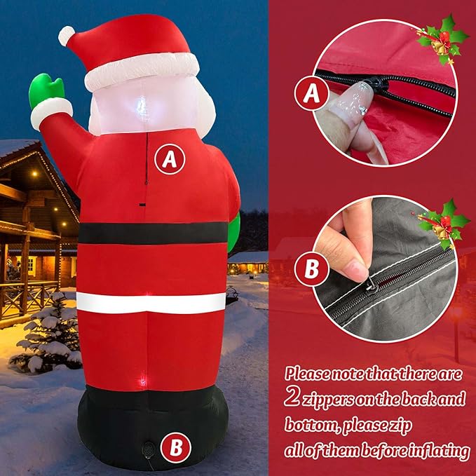 Danxilu 12 FT Giant Christmas Inflatable Santa Claus Outdoor Decorations Built-in LED Lights, Large Inflatable Santa Blow up Yard Decorations IP44 Waterproof Xmas Decor for Outside Lawn Holiday Party