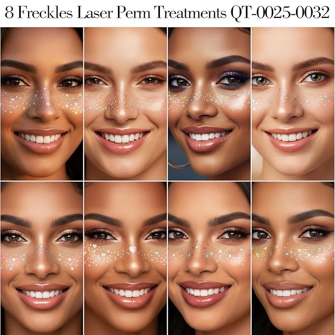 16 Pcs Face Glitter Freckles,Sparkle Freckle Temporary Tattoo.Tattoo Freckles Sparkle for Body and Face,Glow Up Makeup Patches Cosmetic Glitter for Festival Rave Prom