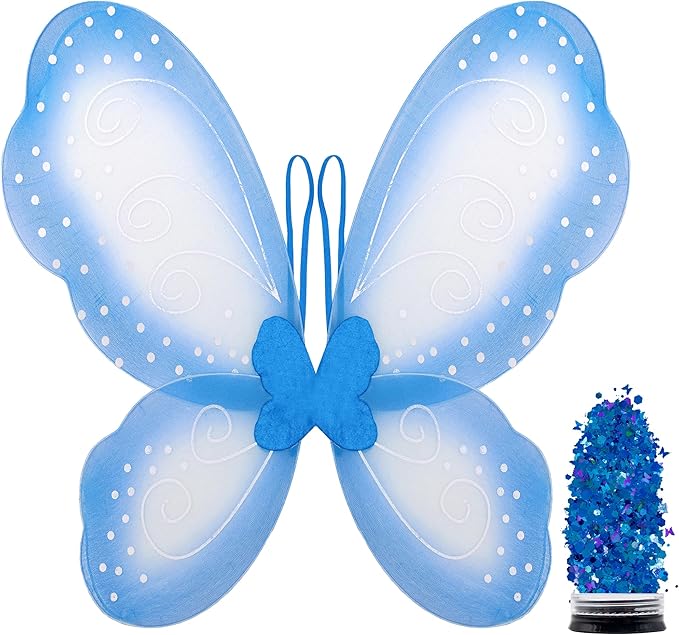 Funcredible Butterfly Wings with Chunky Glitter - Butterfly Costume - Fairy Wings Costume Set - Fairy Costume for Woman