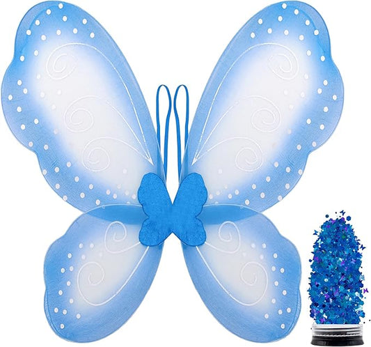 Funcredible Butterfly Wings with Chunky Glitter - Butterfly Costume - Fairy Wings Costume Set - Fairy Costume for Woman