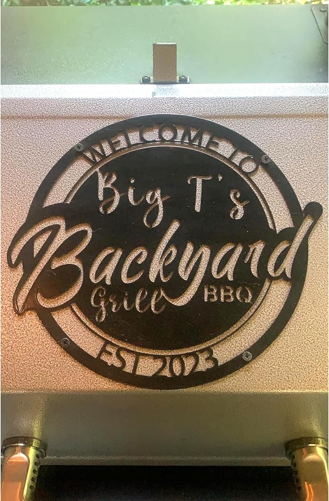 BBQ Metal Sign for Grill Masters - Personalized Barbecue Kitchen Decor - Vintage Man Cave Sign - Outdoor Patio, Porch, Garden Accessories - Custom Gift for Dad, Grandpa
