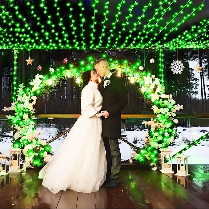 SAUIRS 403FT 1000 LED Christmas Lights Outdoor String Lights with 8 Modes Timer Waterproof Fairy Light Plug in for Outside Indoor Party Xmas Palm Tree Yard Wedding Decorations(Green)