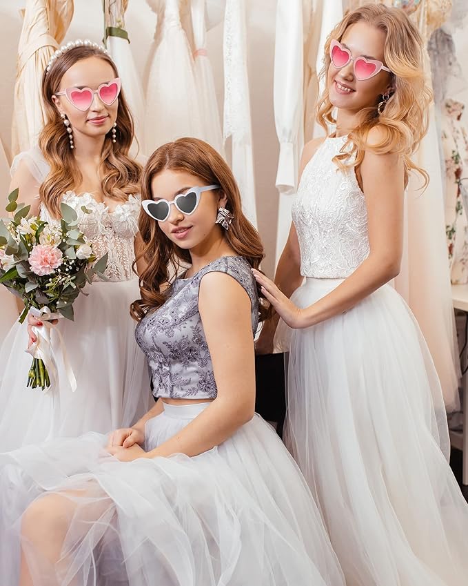 Flutesan 15 Pairs Heart Shaped Sunglasses Vintage Cat Eye Sunglasses for Bachelorette Party Supplies