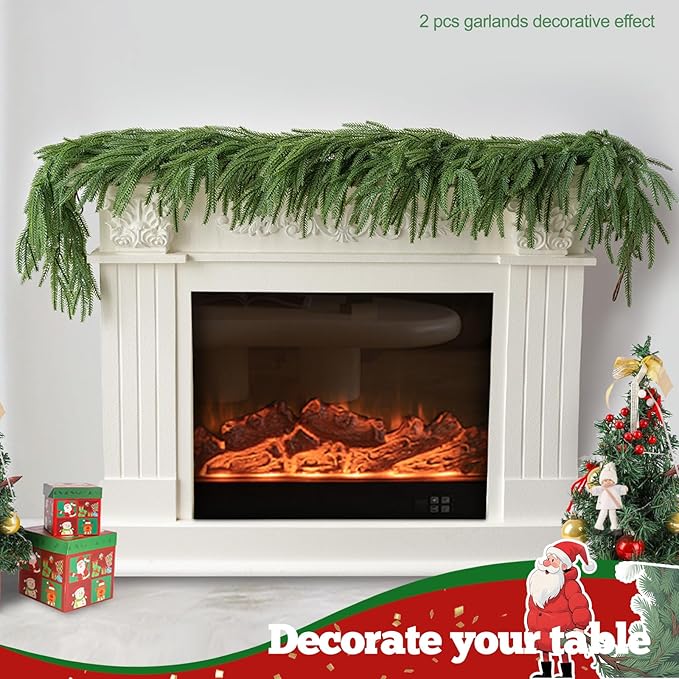 5FT Artificial Norfolk Pine Garland Realistic Green Faux Greenery Garland for Christmas Table, Fireplace, Mantle, Window, Stairs, Indoor, Outdoor Holiday Decor（1PCS）