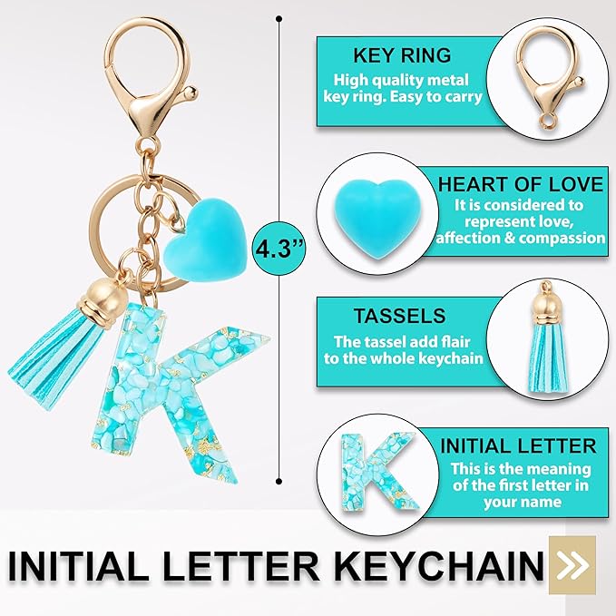 Initial Letter Keychain, Butterfly Keychain Cute Resin, Initial Keychain Backpack Charms, Key chain for Women, Girls