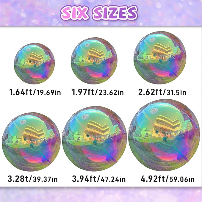 47.2in Inflatable Mirror Ball,Shiny Inflatable Balll Silver/Gold/Iridescent,PVC Hanging Large Disco Ball Decor for Party, Concerts, Stage, Wedding Decoration (1 Piece,Without Air Pump)