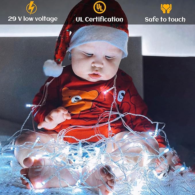 100FT 300 LED Christmas Lights Outdoor, Plug in Christmas String Lights Indoor, Waterproof & 8 Modes & Timer Function, Connectable Fairy Twinkle Light for Bedroom Patio Wedding Party Decor, White