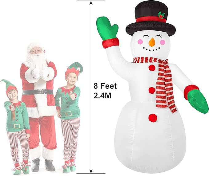 Christmas Inflatable Snowman/Nutcracker/Santa Claus Lighted Blow Up Christmas Yard Decoration with Built in Fan and Anchor Ropes (01-Snowman)