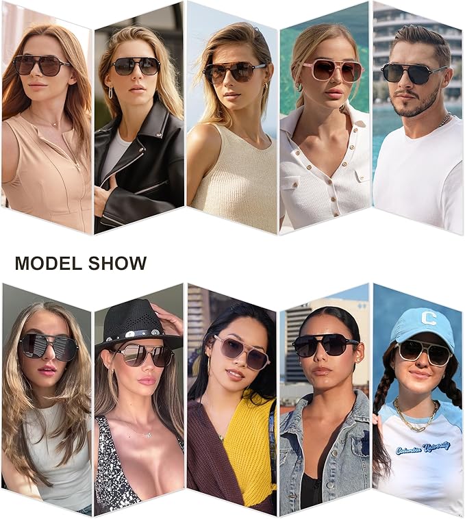 SOJOS Retro Trendy Aviator Polarized Sunglasses Men Women Vintage 70s Square Stylish Frame Sun Glasses SJ2283