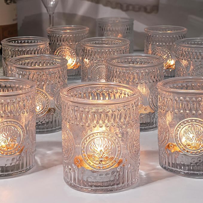 30pcs Clear Votive Candle Holders, 2x2.5in Clear Glass Tea Light Candle Holder for Home, Votives for Fall Wedding Decor, Party, Christmas Decor & Gifts
