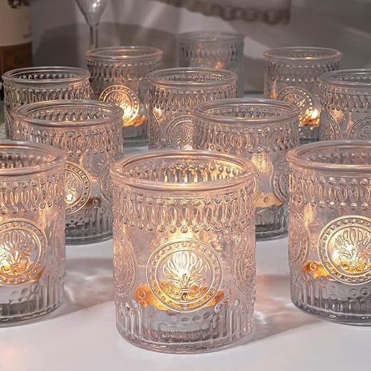 30pcs Clear Votive Candle Holders, 2x2.5in Clear Glass Tea Light Candle Holder for Home, Votives for Fall Wedding Decor, Party, Christmas Decor & Gifts