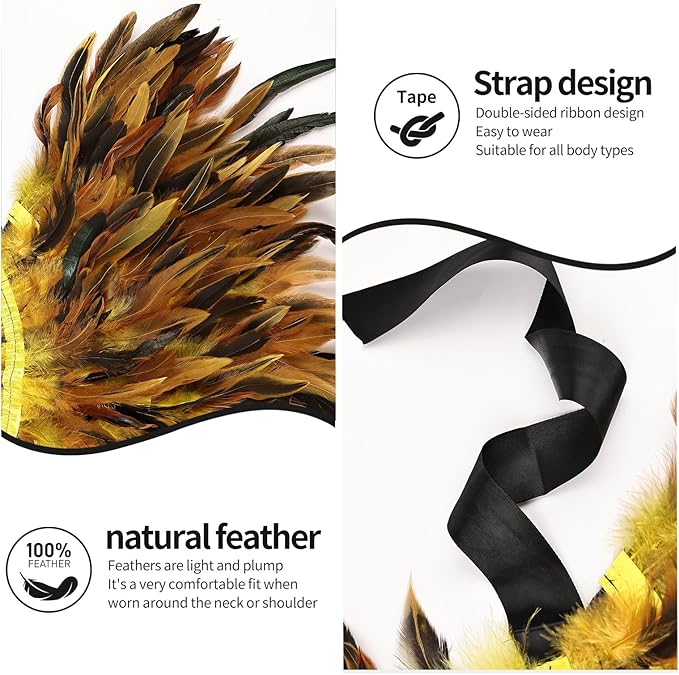 Gothic Natural Feather Shrug Feather Shawl Wrap Cape Victorian Collar for Halloween Cosplay Party Costume Accessories