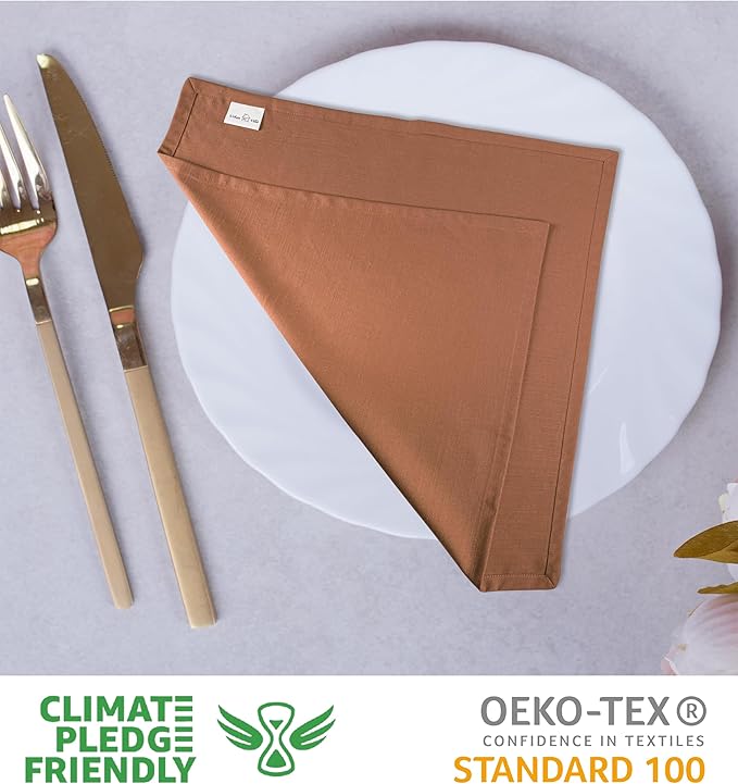 Urban Villa Cloth Napkins Rust Dinner Napkins Set of 12 20X20 Inches 100% Cotton Absorbent Washable Durable Reusable Cloth Napkins Ideal for Farmhouse Party Thanksgiving Harvest Fall Dinner Napkins