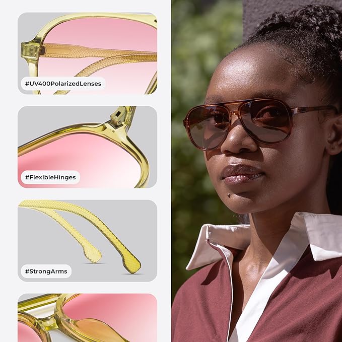 livho Trendy Polarized Aviator Sunglasses Women Men, Retro Sun Glasses for Women Men 2025, Oversized UV Protection Shades