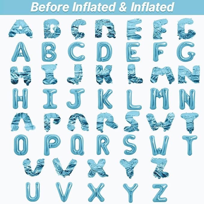 LIOZEOKUN Letter Balloons 16 Inch Alphabet A-Z Mylar Foil Balloons 2 Set for Wedding Birthday Party Decoration Banner Custom Phrase 52 Pcs