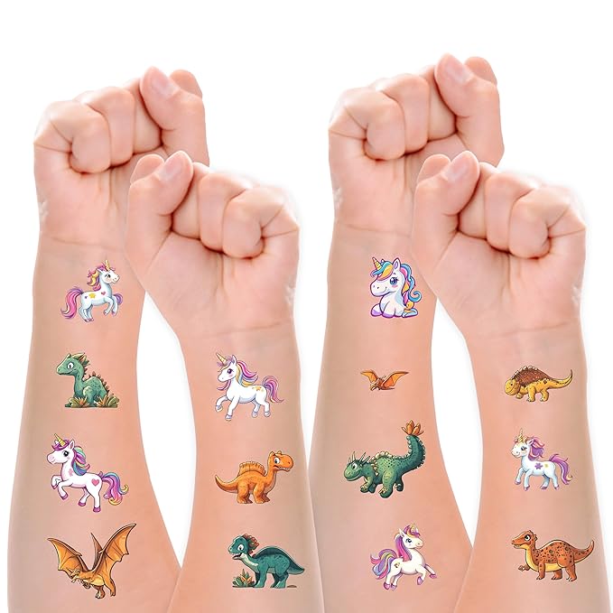 Tattoos for Kids, 350+ Mixed Styles (37 Sheets) Temporary Tattoos Stickers Set Gift for Girls and Boys, Space Dinosaur Animals Butterfly Tattoos for Kids Birthday Party Supplies