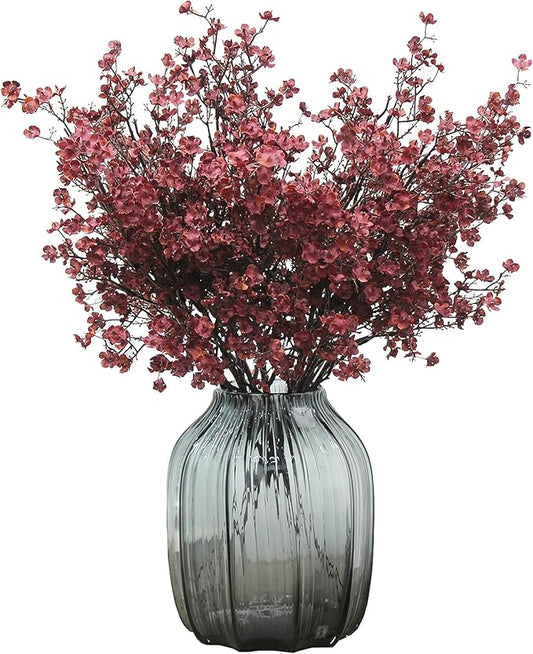 Babys Breath Silk Artificial Flowers Bulk 20pcs for Fall Decor Fake flower bouquet Bulk for Home Kitchen Indoor Bouquet Floral Arrangement Table Centerpieces Party Decor(Burgundy Red 20pcs)