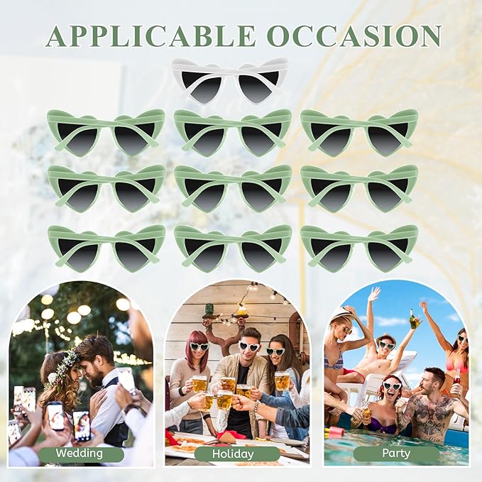 4/6/8/10/12 Pack Bachelorette Sunglasses Heart Sunglasses Vintage Heart Shaped Glasses for Women Bridal Party Wedding