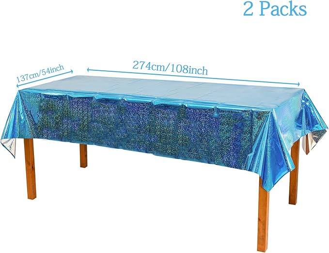 GREATRIL Blue Party Table Cover Decoration Tablecloth for Frozen/Winter onederland/Under Sea/Ocean Theme Party Decorations Rectangle Tablecover with 54'' x 108'' - 2 Packs
