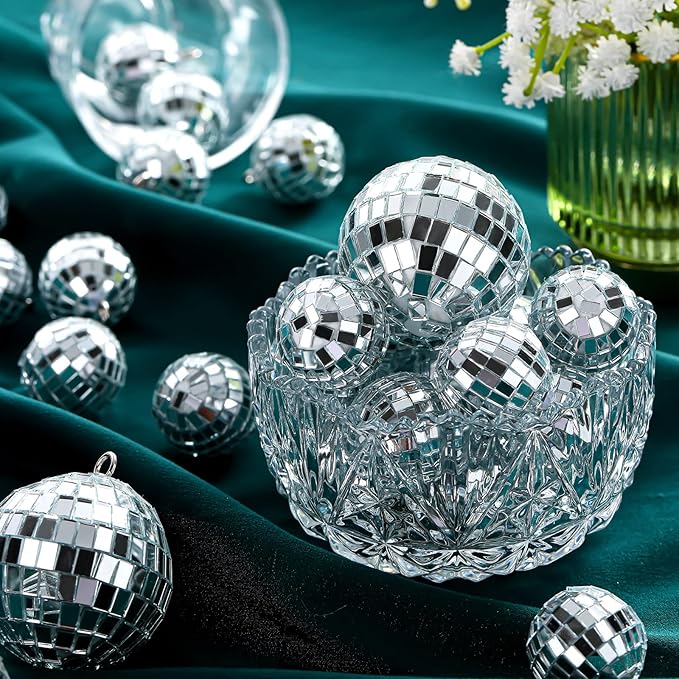 65 Pcs Disco Balls Decorations Assorted Size Disco Ball Ornament Reflective Hanging Mirror Ball Mini Large Silver Balls for Christmas Party Wedding Dance Ballroom Stage(6/3.2/2/ 1.2 in)