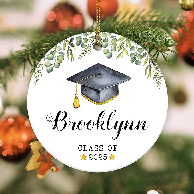 Personalized Graduation Christmas Ornaments 2025, Class of 2026 Ornament, Graduate Keepsake Gifts for Him Her, Custom Graduation Ornament with Name and Year, Senior Student Gifts, Grad Gift 2025