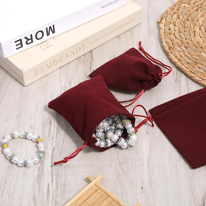 Bruislard Velvet Jewelry Pouches, 12Pcs 3x4 Inches Gift Pouches Jewelry Candy Dice Gift Bags Small Velvet Bags for Storage Wedding Party Favor Christmas