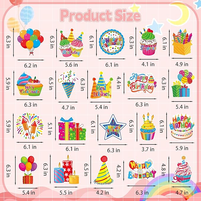 40Pcs Birthday Hanging Swirl Decorations, Colorful Cupcake Balloons Hat Sign Swirl Decor Happy Birthday Hanging Ornaments for Boy Girl Kid Party Supplies