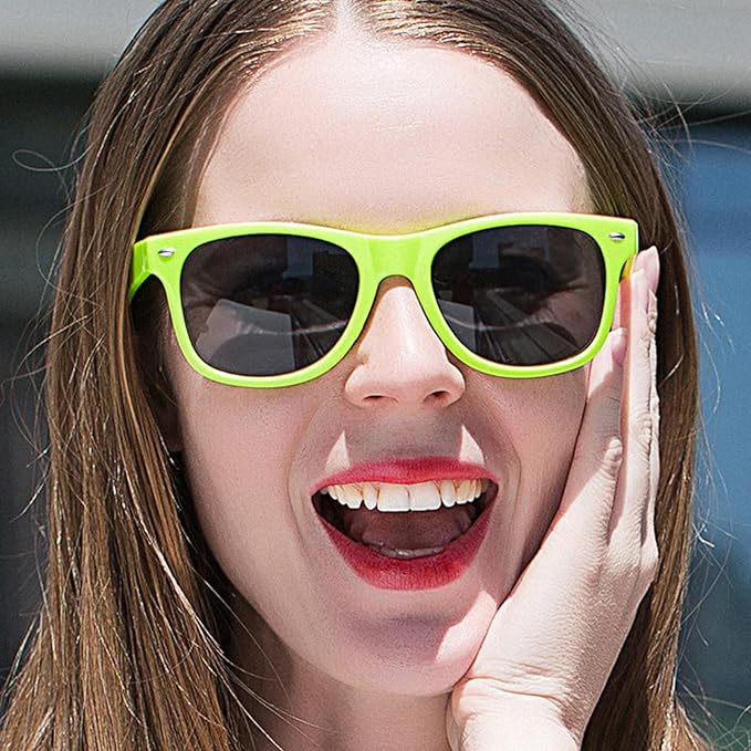 12 Pack Neon Colors Sunglasses Classic Retro Party Favors Sunglasses for Unisex Adult