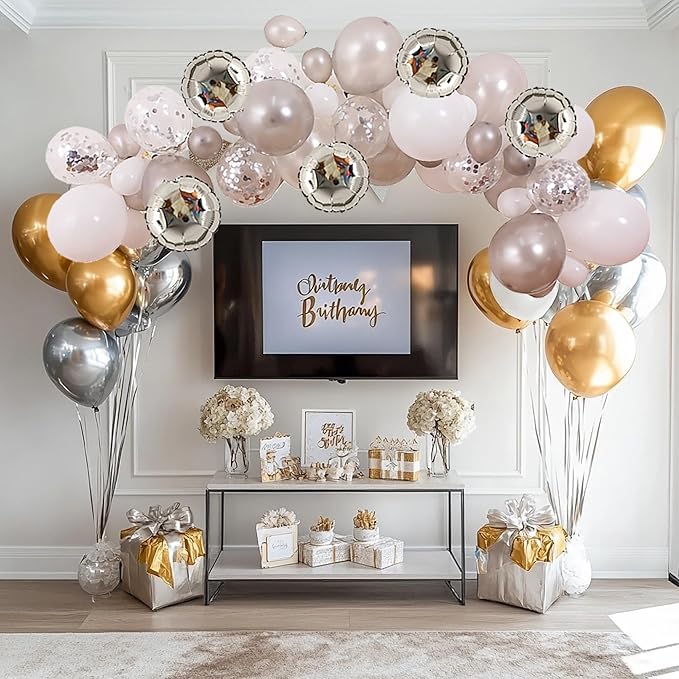 YHL Balloon Garland Arch Kit 71pcs (Silver/White assorted) for Party Decorations Anniversary/Birthday/Baby Shower/Wedding/Unicorn/graduation/festivals/carnivals etc