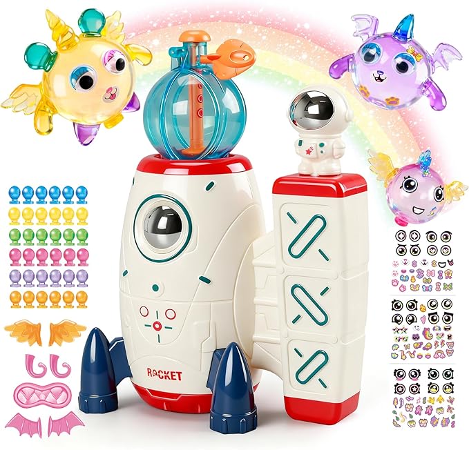 DIY Balloon Craft Kit, Sticker Decorated Balloons Toy for Kids, Rocket Air Pump Fun with Balloon Monster Pals,Birthday Gifts for Girls Boys