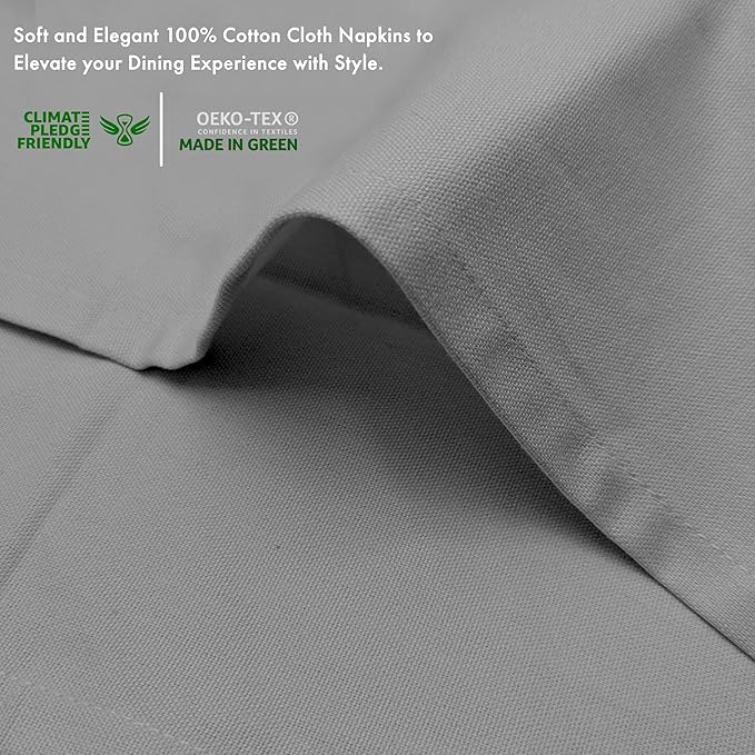 Ruvanti Premium Cloth Napkins Set of 6, 18x18 Inches, 100% Cotton, Washable, Soft & Absorbent, Perfect for Wedding, Christmas, ‎Thanksgiving Dinners - Wild Dove