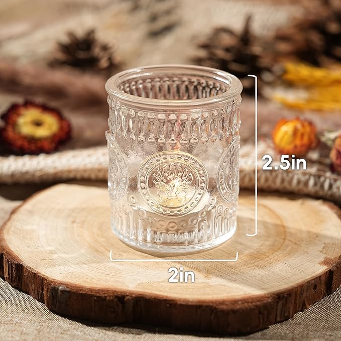 30pcs Clear Votive Candle Holders, 2x2.5in Clear Glass Tea Light Candle Holder for Home, Votives for Fall Wedding Decor, Party, Christmas Decor & Gifts
