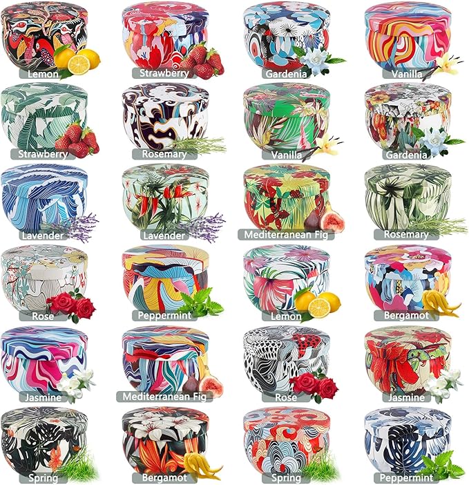 24Pack Scented Candles,Soy Wax Travel Tin Jar Candles,Aromatherapy Candles for Home 2.5 OZ Scented Candles for Mom for Christmas Candles, Birthday, Thanksgiving, Mother's Day,Valentine'sDay