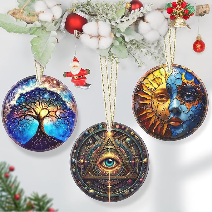 Wisdom Eye 3.5 Inch Ceramic Christmas Hanging Ornament - Tree Decoration & Gift for Holiday Exchange