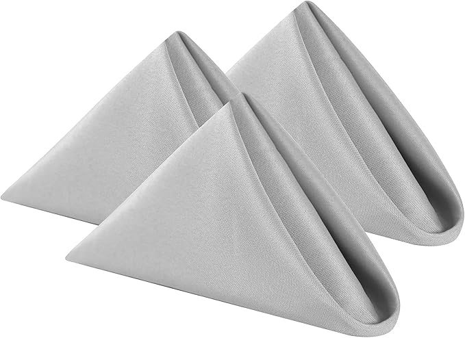 Cloth Napkins 20x20 inch Washable Polyester Dinner Napkins Soft Table Napkins for Wedding Party Dining Banquet(Silver,100PCS)