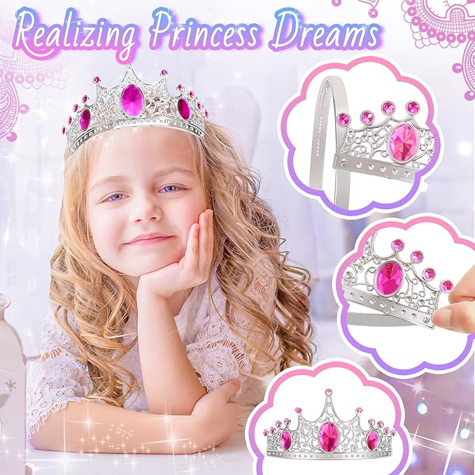 Party Favors Princess Crowns for Little Girls, 16Pcs Princess Dress Up Tiaras for Kids Jewelry Cosplay Accessories, Princess Toys Headband