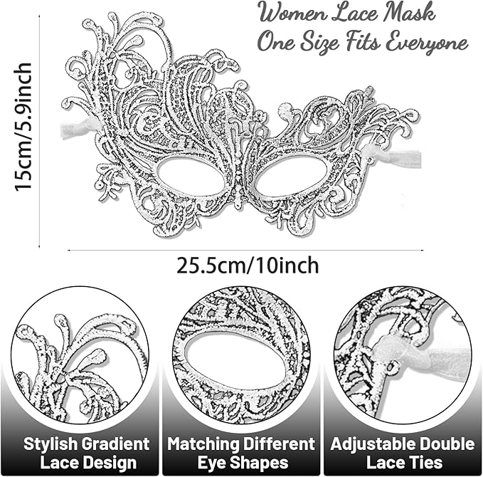 Masquerade Mask for Women Soft Lace Womens Masks Mardi Gras Mask Halloween Venetian Masks Carnival Cosplay Party Mask