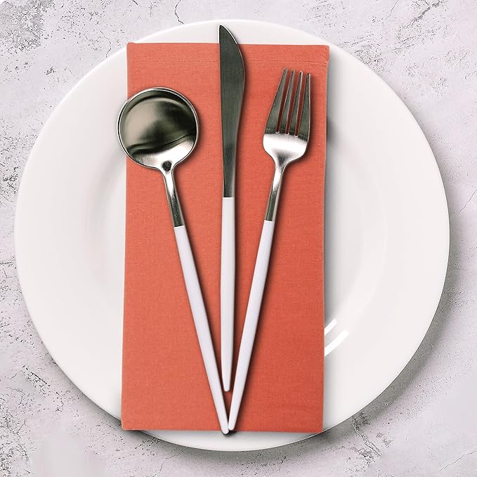 Urban Villa Cotton DinnerNapkins Set of 12, Highly Absorbent 18x18 Inches Soft Premium Cloth Napkins, Hotel Quality Napkins, Reusable & Washable Table DinnerNapkins - (Orange Pumpkins, Solid)