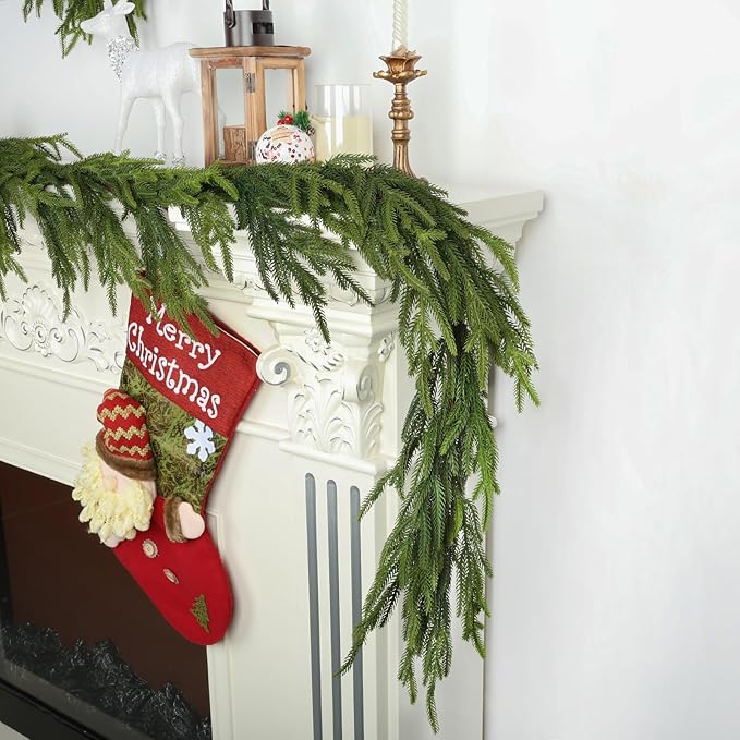6 Ft Realistic Christmas Garland,Natural Droopy,Soft Bendable Lifelike Cedar Garlands for Outdoor Decorations,Home Decor Thanksgiving Indoor