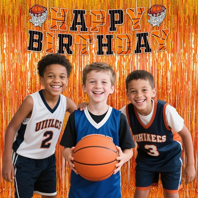 Reusable Foil Fringe Curtains Thanksgiving Decorations - Melsan 3 Pack 3.2 x 8.2 ft Tinsel Curtain Party Photo Backdrop for Birthday Party Baby Shower or Graduation Decorations (Orange)